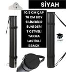 Proje Tüpü Bazuka 10.5 cm Çap 76 cm Boy Silinebilir Suni Deri T Cetveli Takma Lastikli Bback - Siyah