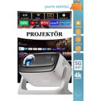 Projeksiyon 4K Ultra Hd Ev Ofis Fuar Toplantı Sunumları Sinema Oyun Android Wifi Bluetooth Projektör - Beyaz
