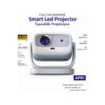 Projeksiyon Cihazı Taşınılabilir Wifi 2.4+5g-6.0 4k Uhd 150 İnç Dahili Hoparlör 180 Derece Smart Led