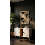 Projemob Miramob 2 Kapaklı Modern Tv Ünitesi 82 Cm Minimalist Ayaklı Tv Sehpası Safir Meşe Beyaz