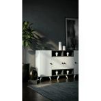 Projemob Miramob 4 Kapaklı Ve 4 Bölmeli Modern Geniş Şifonyer Konsol Antre Ünitesi 132 Cm Antrasit Beyaz