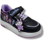 Prokids 4011-26 Cilt Deri Labubu Maskotlu Anatomik Kız Çocuk Sneaker Siyah Lila 31-35