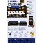 Prolife 6 Kameralı 5 MP IP Kamera Seti Gece Renkli Ses Kayıtlı Yapay Zeka Destekli Tak-Çalıştır Sistem - Beyaz