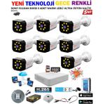 Prolife 8 Kameralı Gece Renkli 8 Adet Warm Ledli Yüz ve Araç Algılamalı 5 Mp Kuruluma Hazır Güvenlik Kamerası Seti
