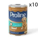 Proline 10x400 gr Sos İçinde Et Parçacıklı Dana Etli Yetişkin Köpek Konservesi