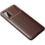 Prolysus Samsung Galaxy A02S Kılıf Karbon Fiber Desenli Silikon Kılıf - Kahverengi