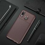 Prolysus Samsung Galaxy A10S Kılıf Karbon Fiber Desenli Silikon Kılıf - Kahverengi