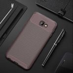 Prolysus Samsung Galaxy J4 Plus Kılıf Karbon Fiber Desenli Silikon Kılıf - Kahverengi
