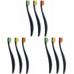 PROMIS Trio Black Bioplastik 3’lü Diş Fırça Seti – 6750 Antibakteriyel Yumuşak Kıl, Ergonomik Lignin Sap, Sürdürülebilir Siyah, İtalyan Tasarımı, Alman Üretimi (3 paketi)