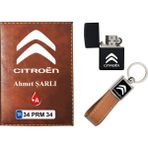 Promosyon Denizi Isiminize Özel Cıtroen Logolu Taba Ruhsat Kabı - Anahtarlık - Çakmak