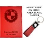 Promosyon Denizi Plakanıza ve Isminize Özel Lazer Baskılı Bmw Logolu Lacivert Ruhsat Kabı ve Anahtarlık
