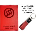 Promosyon Denizi Plakanıza ve Isminize Özel Lazer Baskılı Buıck Logolu Lacivert Ruhsat Kabı ve Anahtarlık