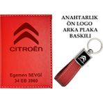 Promosyon Denizi Plakanıza ve Isminize Özel Lazer Baskılı Cıtroen Logolu Lacivert Ruhsat Kabı ve Anahtarlık
