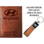 Promosyon Denizi Plakanıza ve Isminize Özel Lazer Baskılı Hyundaı Logolu Taba Ruhsat Kabı ve Anahtarlık