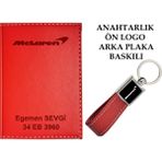 Promosyon Denizi Plakanıza ve Isminize Özel Lazer Baskılı Mclaren Logolu Kırmızı Ruhsat Kabı ve Anahtarlık