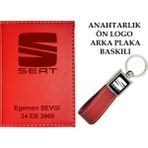 Promosyon Denizi Plakanıza ve Isminize Özel Lazer Baskılı Seat Logolu Kırmızı Ruhsat Kabı ve Anahtarlık
