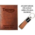 Promosyon Denizi Plakanıza ve Isminize Özel Lazer Baskılı Tpıumph Logolu Taba Ruhsat Kabı ve Anahtarlık