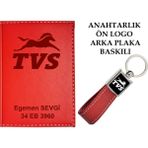 Promosyon Denizi Plakanıza ve Isminize Özel Lazer Baskılı Tvs Logolu Kırmızı Ruhsat Kabı ve Anahtarlık