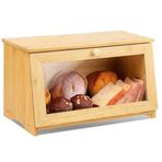 Promosyonca Bambu Ekmek Kutusu, Doğal Bambu Malzeme, Yuvarlak Saplı, 39x23x18 cm