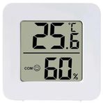 Promosyonca Mini Dijital Termometre ve Nem Ölçer, İç Mekan, Beyaz, LCD Ekran, Gülümseme Yüz İkonlu, 4.5x4.5x1.6cm