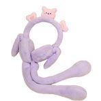 Promosyonca Sevimli Peluş Tavşan Kulaklık, Hareketli Kulaklar, Kış Kulak Isıtıcı, Sesli ve Eğlenceli (Kedi, Mor)