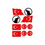 PROMOT MOTOSİKLET OTO BİSİKLET TÜRK BAYRAĞI KURT GRENAJ EKİPMAN KASK STİCKER SETİ 01