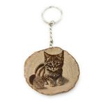 Promotech Kedi Oyuncağı, El Yapımı, Lazer Gravürlü, Tek Parça, Ahşap Anahtarlık, doğal ahşap, W5L5