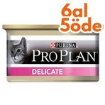 Proplan 6x85 gr Delicate Hassas Hindi Etli Kedi Konservesi