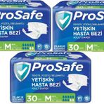 Prosafe 3 Paket 30'lu M-Orta Boy Bel Bantlı Tekstil Yüzey Yetişkin Hasta Bezi