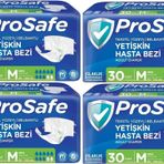 Prosafe 4 Paket 30'lu M-Orta Boy Bel Bantlı Tekstil Yüzey Yetişkin Hasta Bezi