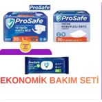 Prosafe Hasta Bakım Seti L Beden 30’lu Hasta Bezi + 30’lu Yatak Koruyucu + 48’li Vücut Tmzlm Hvls - Beyaz