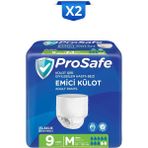 Prosafe Külotlu Yetişkin Hasta Bezi Emici Külot Islaklık Göstergeli Bel Ölçüsü 80-120CM Orta(M) Medium– 9’lu Tanışma Paketi X2
