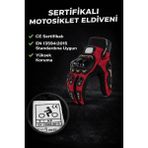 Prosev Sertifikalı Yasaya Uygun Pro Biker Tam Parmak Motosiklet Eldiveni - Kırmızı