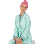 Proslim Havlu Saç Kurulama Bonesi - Düğmeli - Mikrofiber - Pembe - 50 x 70 cm