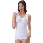 Proslim Kadın Beyaz Kalın Askılı Toparlayıcı Atlet Korse Seamless Örme Dikişsiz Ipeksi 1 Beden Ince Görünüm