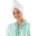 Proslim Mikrofiber Beyaz Saç Bonesi Havlu Saç Kurulama Bonesi Düğmeli - 50 x 70 cm