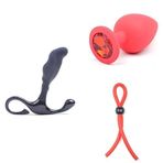 Prostat Masajı Anal Tıkaç + Anal Tıkaç Pırıltılı Taşlı Büyük + Penis Halkası Kement Stili