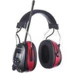 Protear AM FM Radyo 25 dB Kulak Koruma Bluetooth Kulaklık Kırmızı