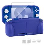 Protective Case for Nintendo Switch Lite, Soft Grip Case Cover with Comfort Ergonomic Handles for Nintendo Switch Lite 2019 [Self Stand][4 Thumb Stick Caps] (TPU Case-Blue)