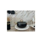 Protef 20 cm derin granit güveç tencere siyah gold kulp