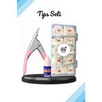 Protez Tırnak 500'LÜ Kemik Tips 3'lü Set - Tips Makası ve Yapıştırıcı ile Profesyonel Kalite - Pembe