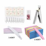 Protez Tırnak Seti – 500’Lü Kemik Tips+Metal Tips Makası+Tips Yapıştırıcı+Törpü & Buffer Seti