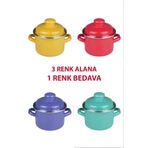 Protocol London Emaye Mini Derin Tencere Seti 12 Cm 900 Ml - 3 Renk Alana 1 Renk Bedava