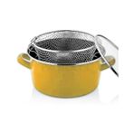 Protocol London Lüks İtalyan Emaye Fritöz Kızartma Tenceresi 22 cm 3,5 Litre - Sarı