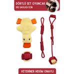 Proud Wave Dörtlü Set Köpek Oyuncağı Sesli Çekiştirmeli Peluş İp Oyuncak Köpek Oyun Topu