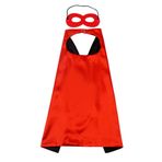 Proumhang 2 Adet Pelerin Maske Seti Cadılar Bayramı Noel Karnaval Çocuk Günü Doğum Günü Partisi Cosplay Performans Kostüm Pelerin Süper Kahraman Çocuklar için Pelerin 1-9 Yaş Kırmızı