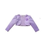 Proumhang Kızlar için uzun kollu örgü ceket, Bolero Shrug hırka ceket, 3D çiçek saten şal, açık ön taraflı, kız çocuğu düğün nedime sargısı, Mor, 100