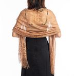 Proumhang Lady Elegance Şal,Püsküllü Kadın Çiçekli Dantel Eşarp Şal, Düğün Abiye Elbiseleri için Yumuşak Örgü Saçak Şallar 185cm x 65cm Deve