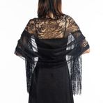 Proumhang Lady Elegance Şal,Püsküllü Kadın Çiçekli Dantel Eşarp Şal, Düğün Abiye Elbiseleri için Yumuşak Örgü Saçak Şallar 185cm x 65cm Siyah