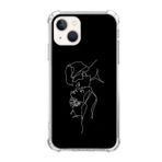 Provilimony Sevgili Öpücük Çizgisi Sanat Kılıfı, iPhone 14 ile Uyumlu, Estetik Siyah Çizgi Sanat Telefon Kılıfı, Kız Kadın Erkek için, Benzersiz Yumuşak TPU Tampon Kılıf Kapak
